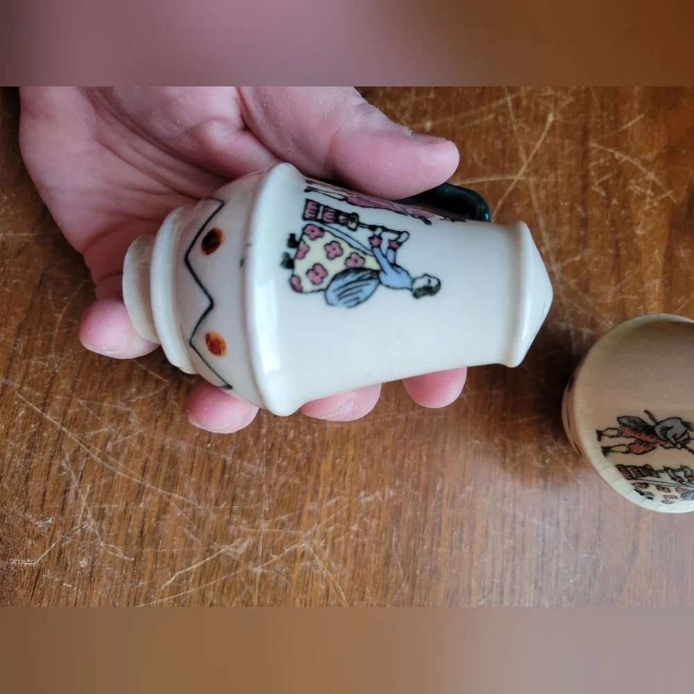 Vintage Salt & Pepper Shakers Crackled Glaze
